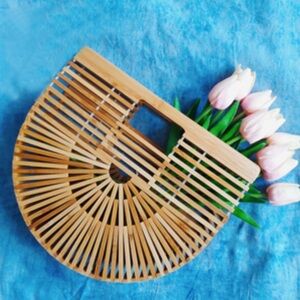 Amazon Bamboo Top Handle Ark Bag Handbag Summer Beach Tote Clutch New